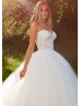 Sweetheart Neck Strapless Ivory Lace Tulle Wedding Dress